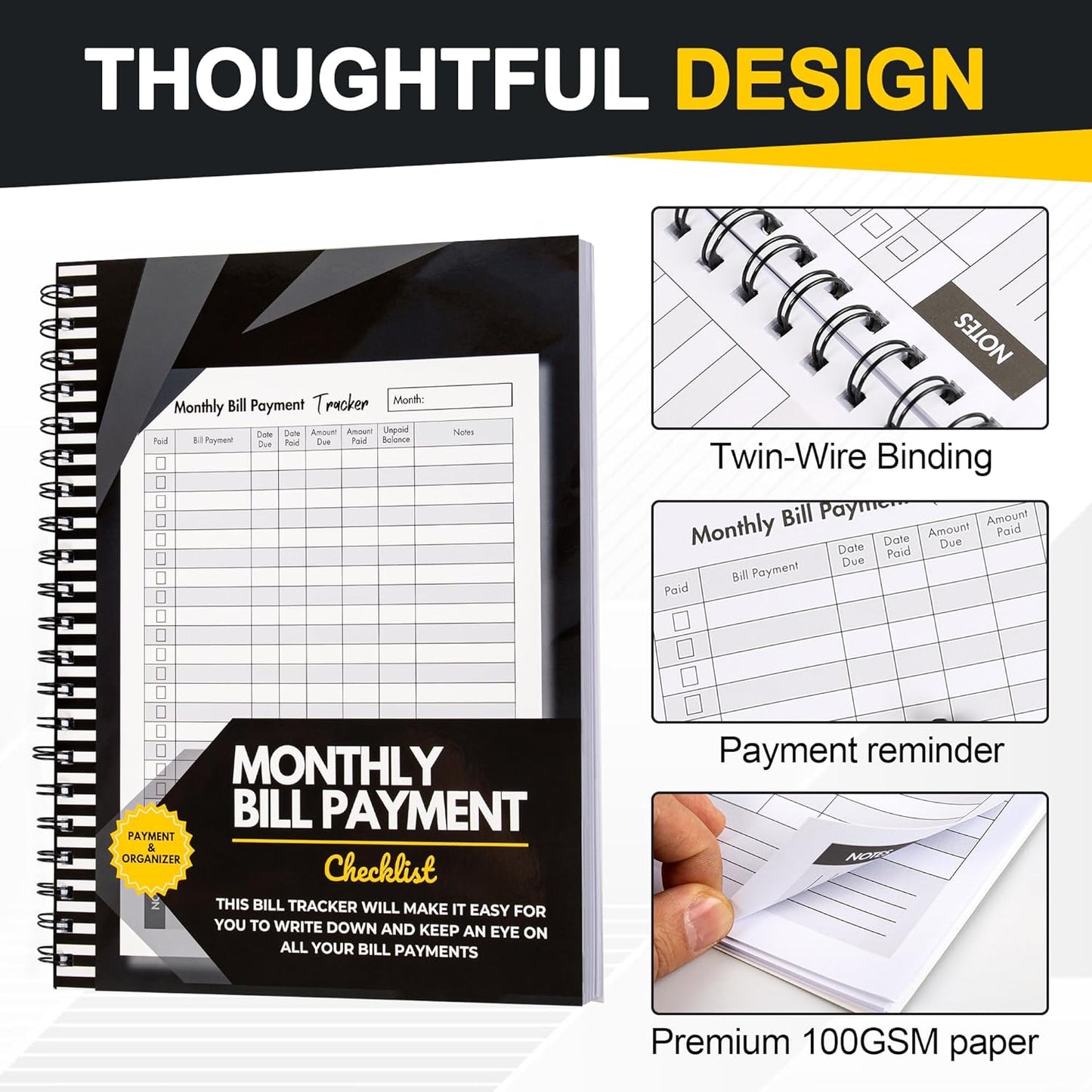 Bill Tracker Notebook: Monthly Bill Payment Checklist with Spiral Binding - 8.5" x 11" 132 + Pages